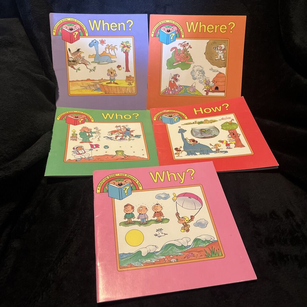 5 Vintage 1985 Discovery Toys Question Book Series Where Who How When Why